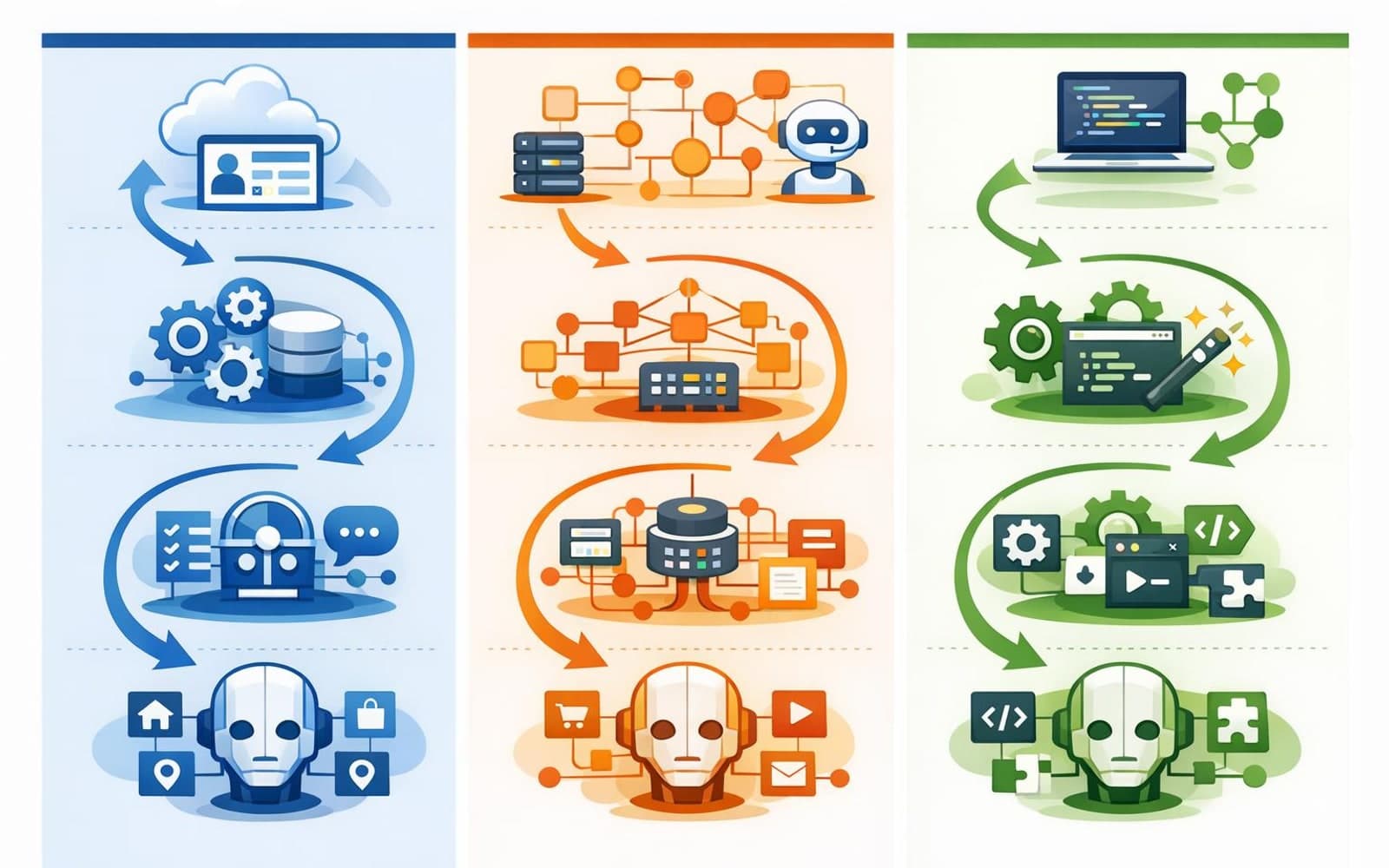 Framework-style visual showing the tradeoff between managed agent platforms, orchestration frameworks, and coding-agent workflow tools