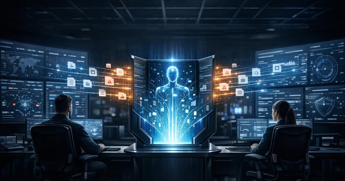 Enterprise security dashboard where assessment findings flow into an AI assistant panel used by admins and security managers for guided remediation planning