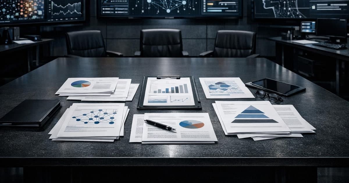Policy and risk review desk with AI model governance charts and safety checkpoints