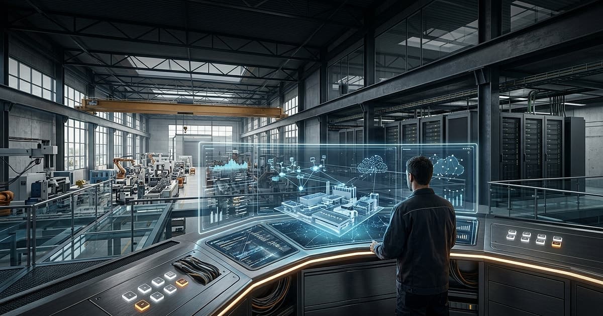 European industrial digital twin platform connected to sovereign cloud data centers and factory operations