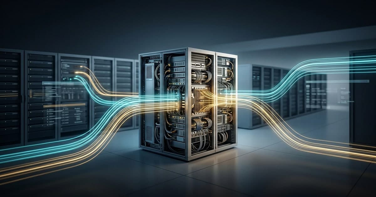 AI inference operations dashboard concept with model serving pipelines and data center infrastructure visualized in a clean editorial style