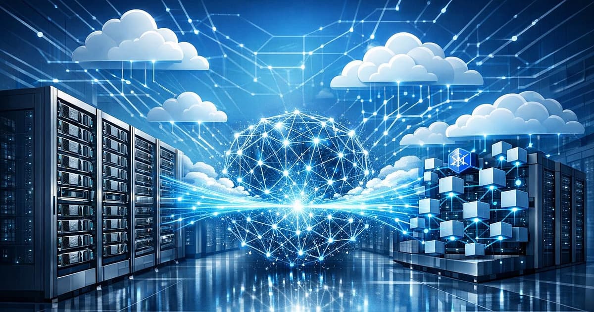 Modern GPU racks and Kubernetes clusters linked across a bright cloud backbone for an enterprise AI infrastructure partnership
