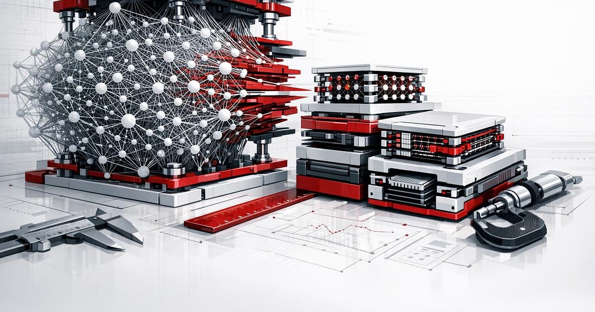 A large neural network structure compressing into compact efficient modules after training inside a precise laboratory scene